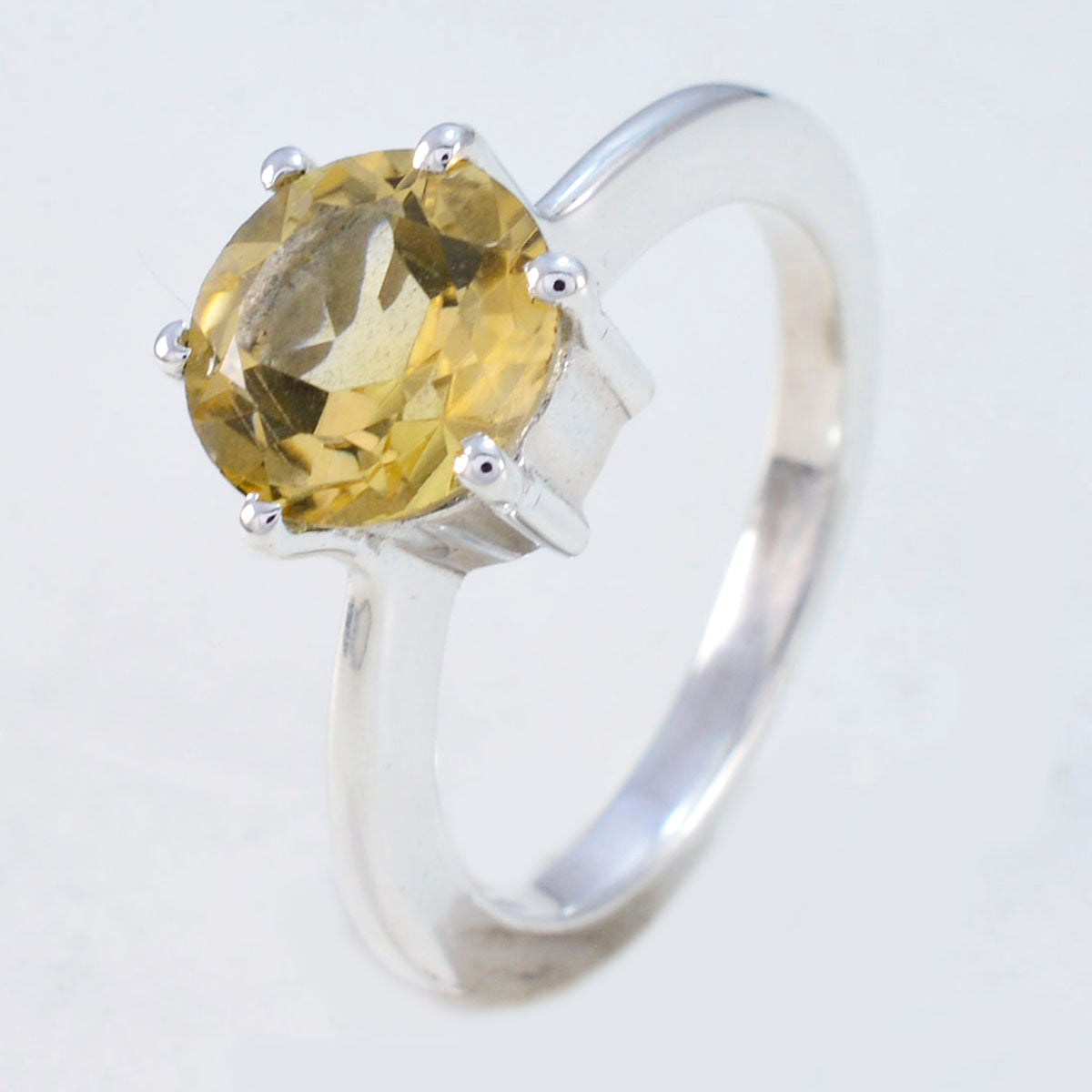 Citrine Solitaire Moroccan 925 Sterling Silver Yellow Gemstones Slim Trendy Ring Jewellery