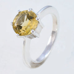 Citrine Solitaire Moroccan 925 Sterling Silver Yellow Gemstones Slim Trendy Ring Jewellery