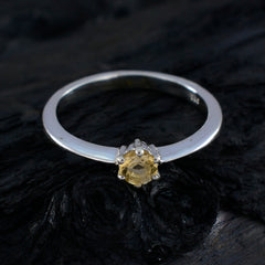 Citrine Solitaire Turkish 925 Sterling Silver Yellow Gems Elegant  Modern Ring Jewellery