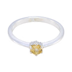 Citrine Solitaire Turkish 925 Sterling Silver Yellow Gems Elegant  Modern Ring Jewellery