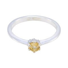 Citrine Solitaire Turkish 925 Sterling Silver Yellow Gems Elegant  Modern Ring Jewellery