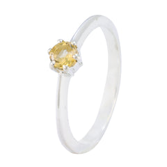 Citrine Solitaire Turkish 925 Sterling Silver Yellow Gems Elegant  Modern Ring Jewellery