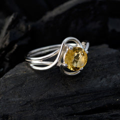 Citrine Solitaire Turkish 92.5 Silver Yellow Gems Delicate Feminine Ring Jewellery