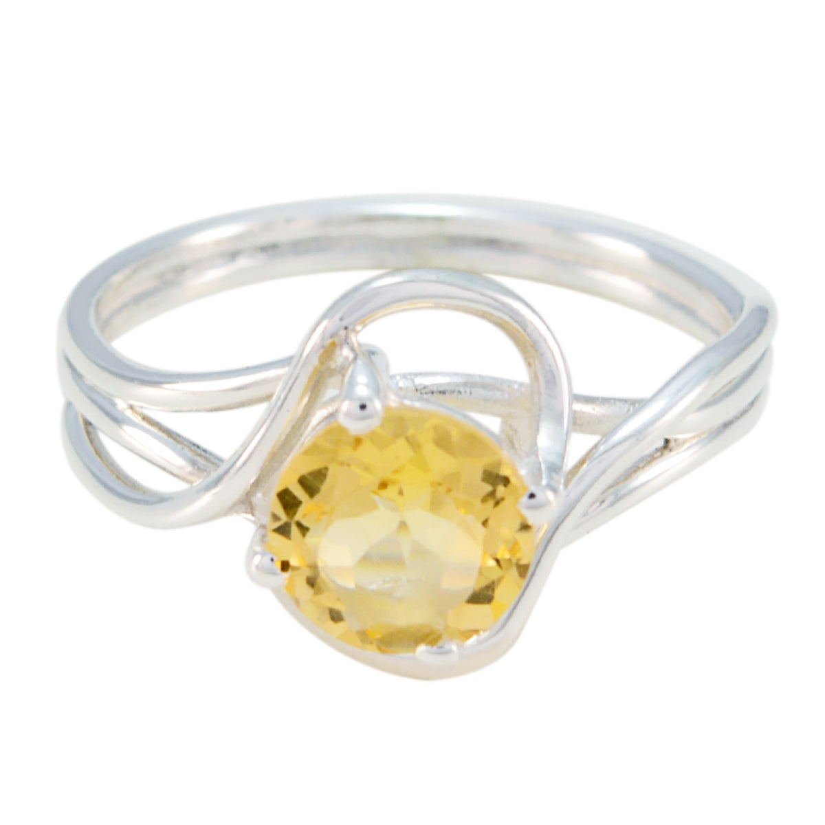 Citrine Solitaire Turkish 92.5 Silver Yellow Gems Delicate Feminine Ring Jewellery