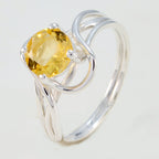 Citrine Solitaire Turkish 92.5 Silver Yellow Gems Delicate Feminine Ring Jewellery