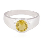 Citrine Solitaire Indian 925 Silver Yellow Gemstone Slim Contemporary Ring Jewelry
