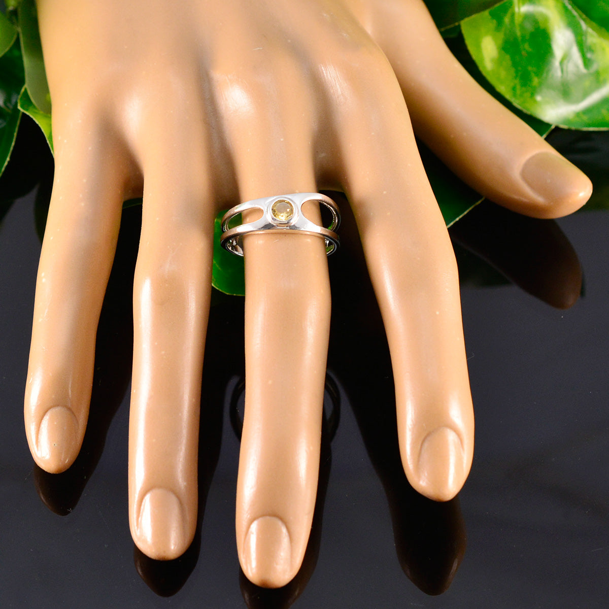 Citrine Solitaire Korean 925 Sterling Silver Yellow Gemstone Whisper thin Trendy Ring Jewellery