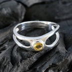 Citrine Solitaire Korean 925 Sterling Silver Yellow Gemstone Whisper thin Trendy Ring Jewellery
