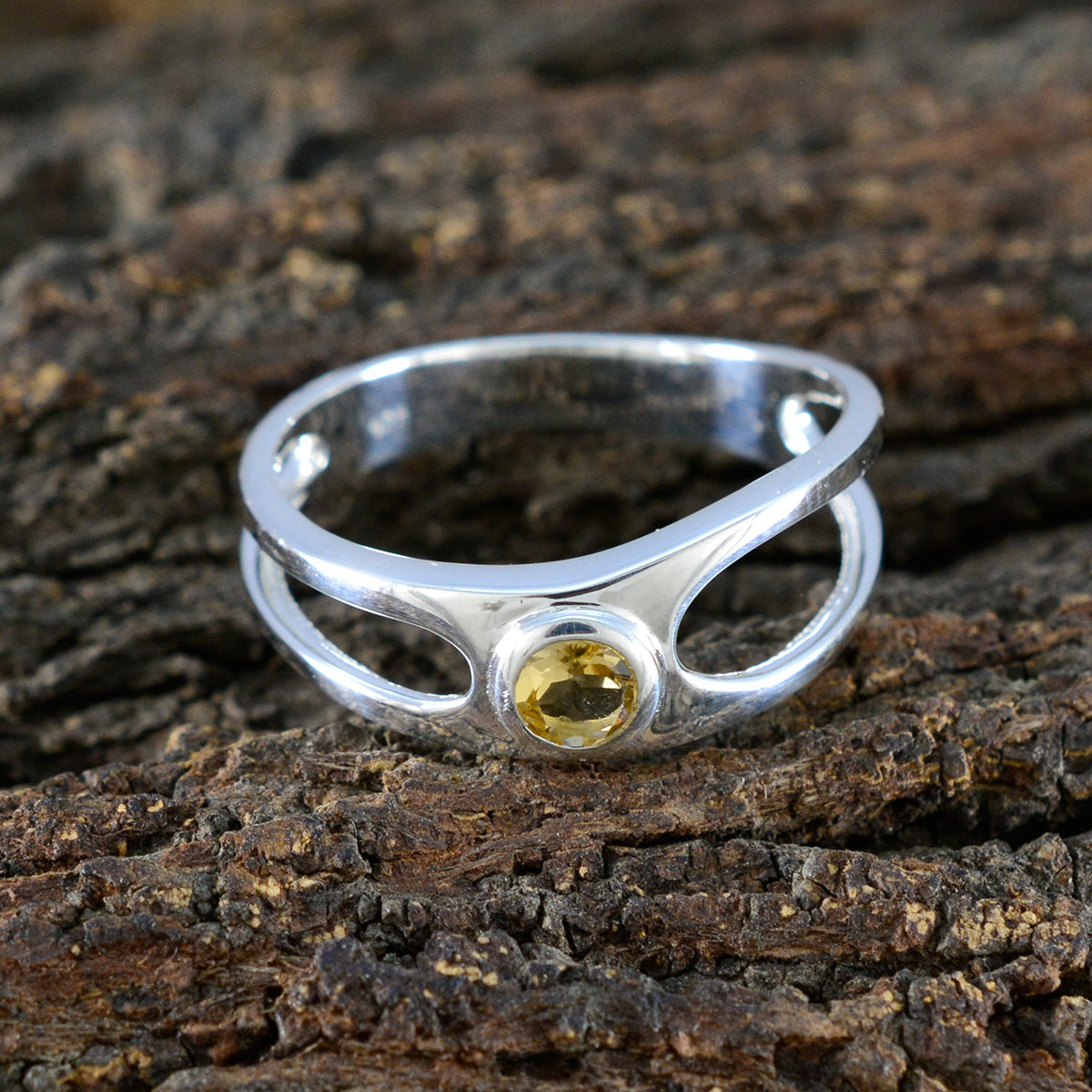 Citrine Solitaire Korean 925 Sterling Silver Yellow Gemstone Whisper thin Trendy Ring Jewellery
