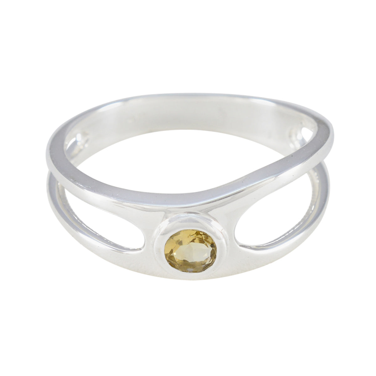 Citrine Solitaire Korean 925 Sterling Silver Yellow Gemstone Whisper thin Trendy Ring Jewellery メイン画像