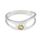 Citrine Solitaire Korean 925 Sterling Silver Yellow Gemstone Whisper thin Trendy Ring Jewellery