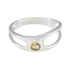 Citrine Solitaire Korean 925 Sterling Silver Yellow Gemstone Whisper thin Trendy Ring Jewellery