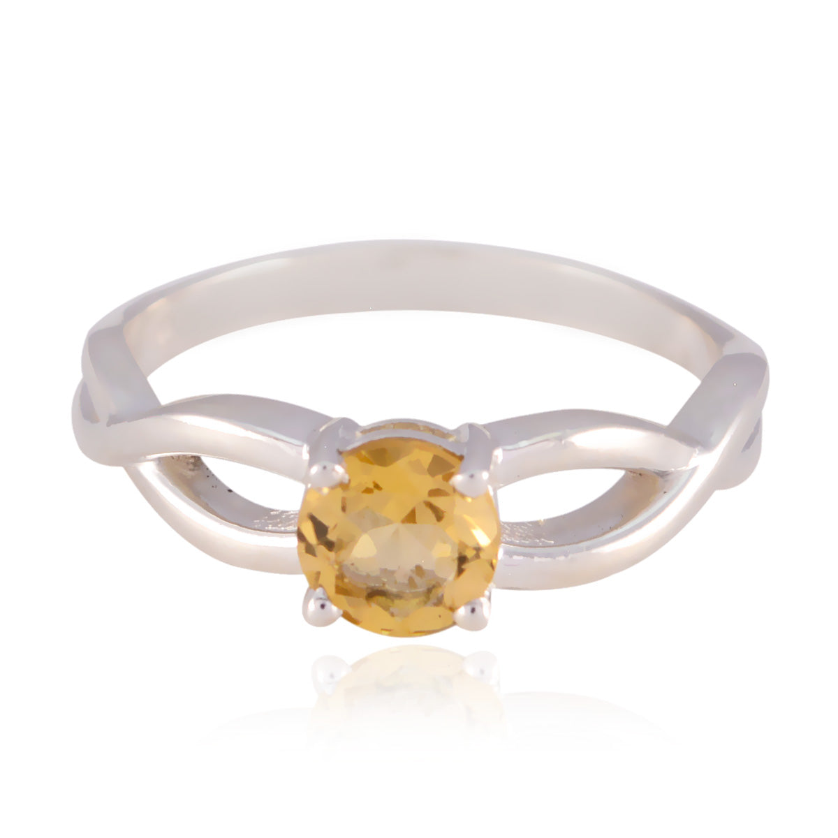 Citrine Solitaire American 925 Sterling Silver Yellow Gemstones Whisper thin Contemporary Ring Jewellery