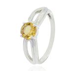 Citrine Solitaire American Silver Yellow Gemstone Dainty Contemporary Ring Jewelry