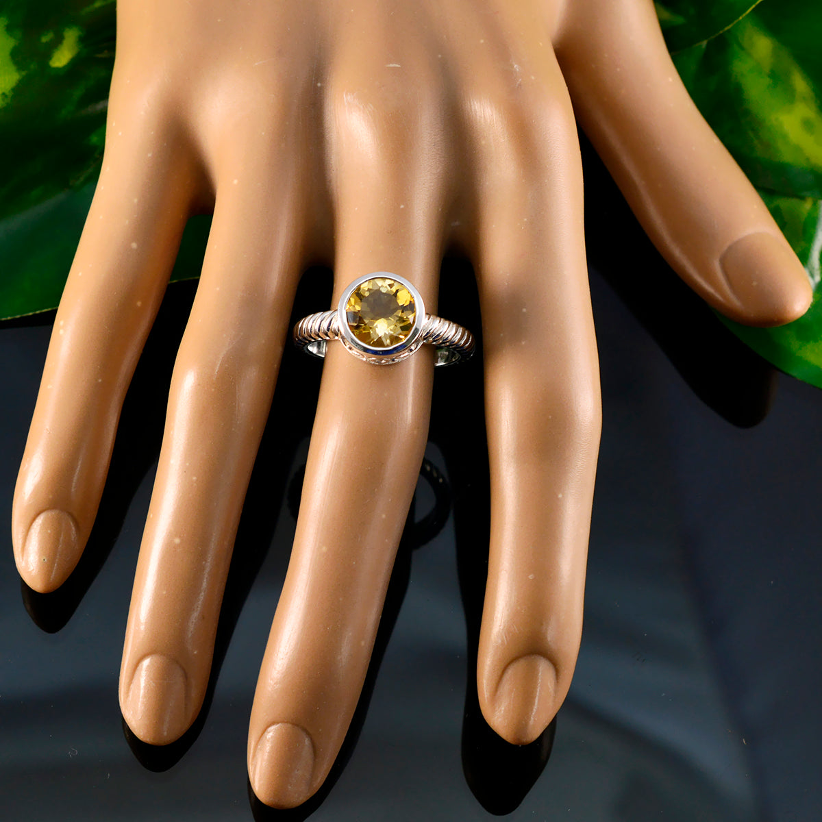 Citrine Solitaire French 925 Sterling Silver Yellow Gemstone Classic Fairytale Ring Jewelry