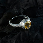 Citrine Solitaire French 925 Sterling Silver Yellow Gemstone Classic Fairytale Ring Jewelry