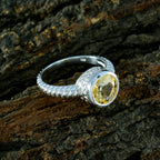 Citrine Solitaire French 925 Sterling Silver Yellow Gemstone Classic Fairytale Ring Jewelry