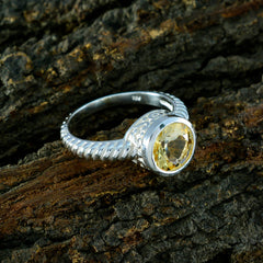 Citrine Solitaire French 925 Sterling Silver Yellow Gemstone Classic Fairytale Ring Jewelry