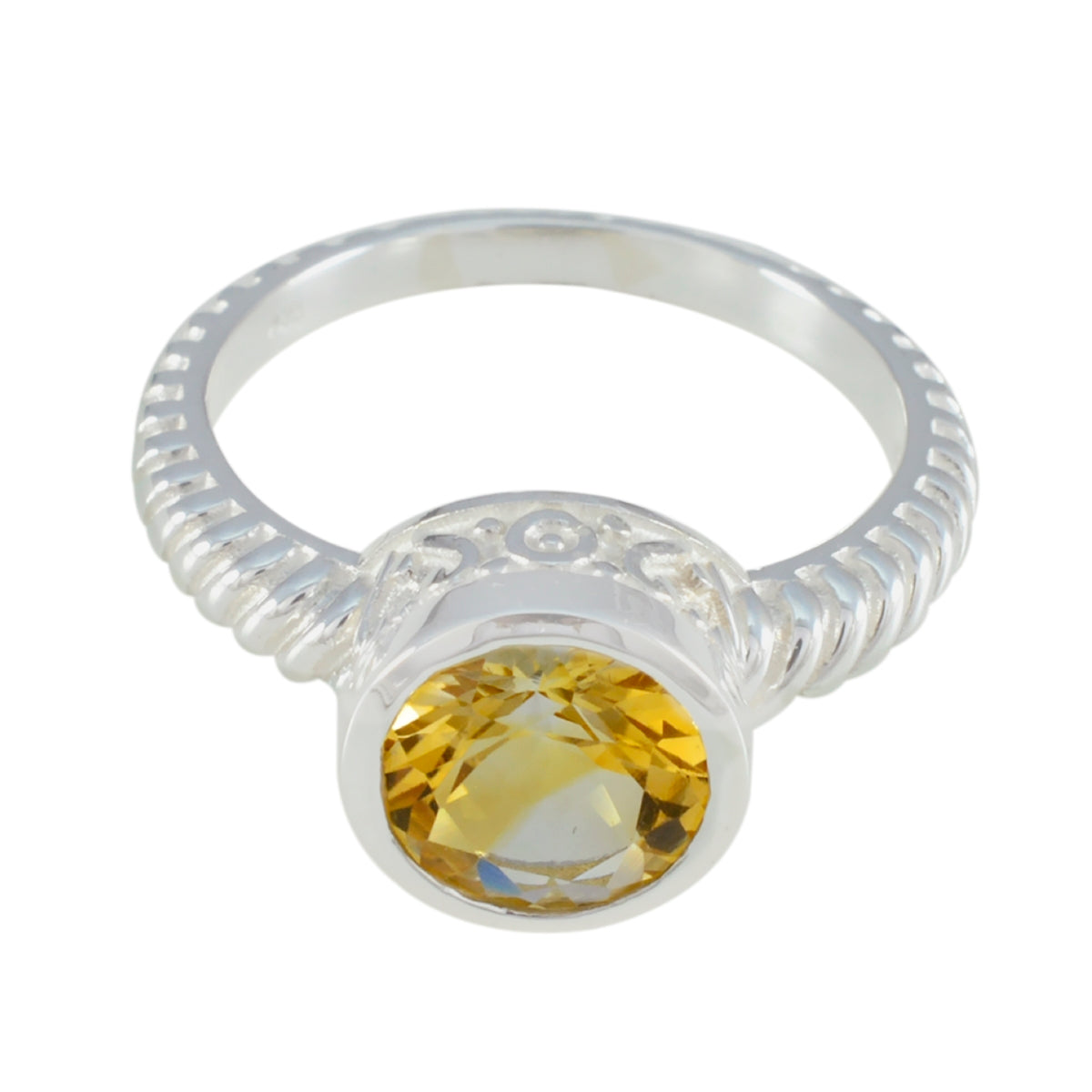 Citrine Solitaire French 925 Sterling Silver Yellow Gemstone Classic Fairytale Ring Jewelry Hoofdafbeelding