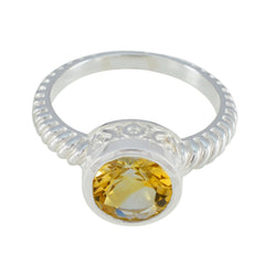 Citrine Solitaire French 925 Sterling Silver Yellow Gemstone Classic Fairytale Ring Jewelry