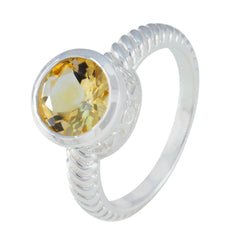 Citrine Solitaire French 925 Sterling Silver Yellow Gemstone Classic Fairytale Ring Jewelry