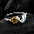 Citrine Solitaire Korean Sterling Silver Yellow Gemstones Whisper thin Fairytale Ring Jewellery