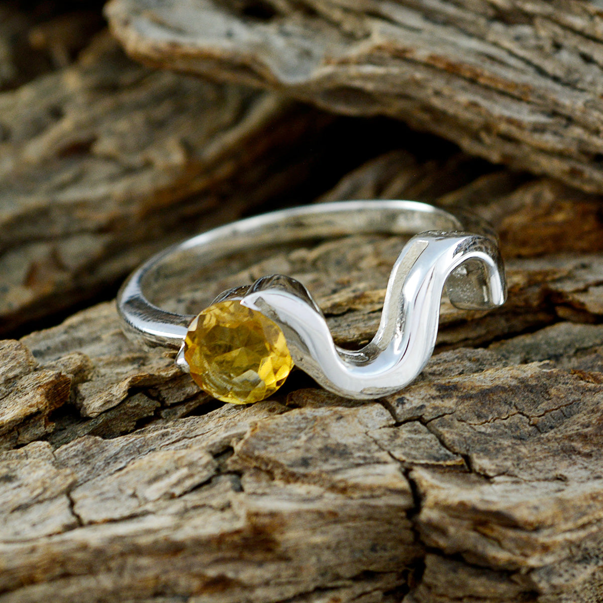 Citrine Solitaire Korean Sterling Silver Yellow Gemstones Whisper thin Fairytale Ring Jewellery