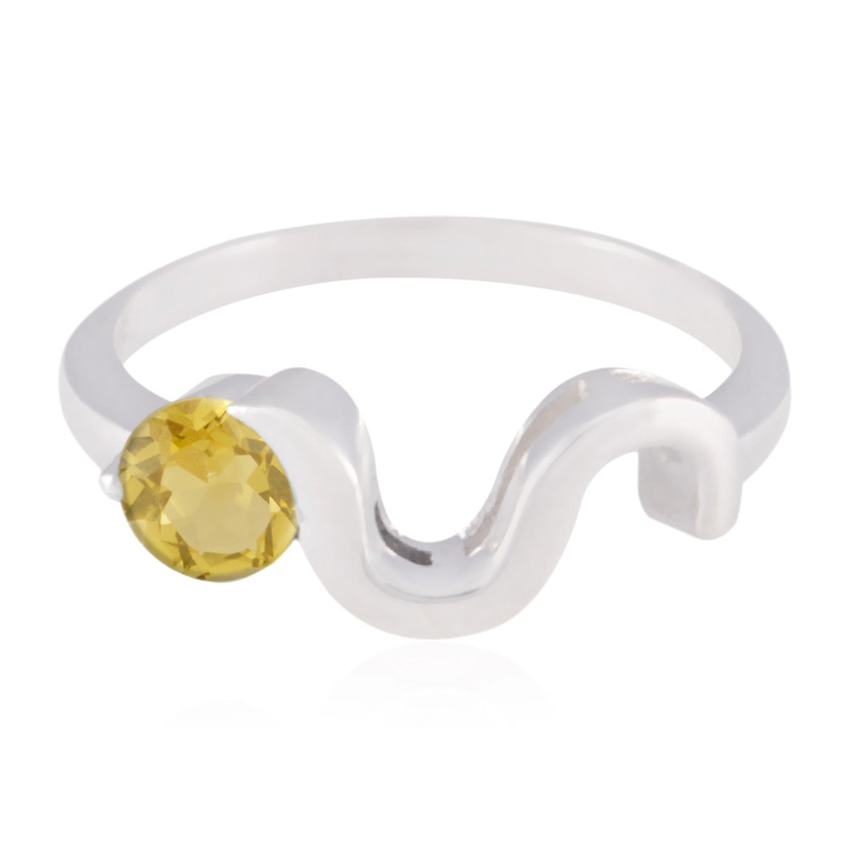 Citrine Solitaire Korean Sterling Silver Yellow Gemstones Whisper thin Fairytale Ring Jewellery メイン画像
