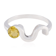 Citrine Solitaire Korean Sterling Silver Yellow Gemstones Whisper thin Fairytale Ring Jewellery