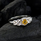 Citrine Solitaire American Sterling Silver Yellow Gemstones Dainty Graceful Ring Jewelry