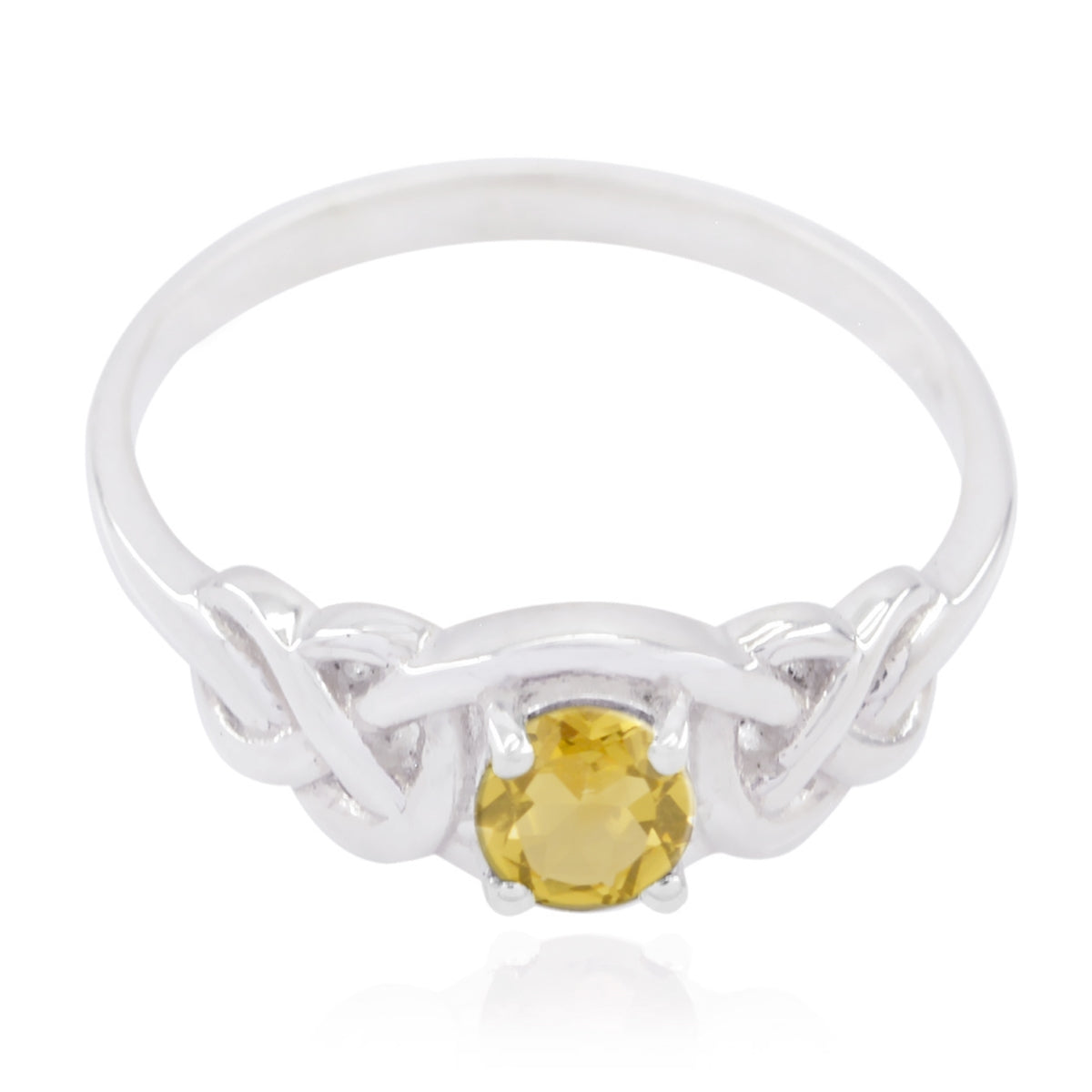 Citrine Solitaire American Sterling Silver Yellow Gemstones Dainty Graceful Ring Jewelry メイン画像