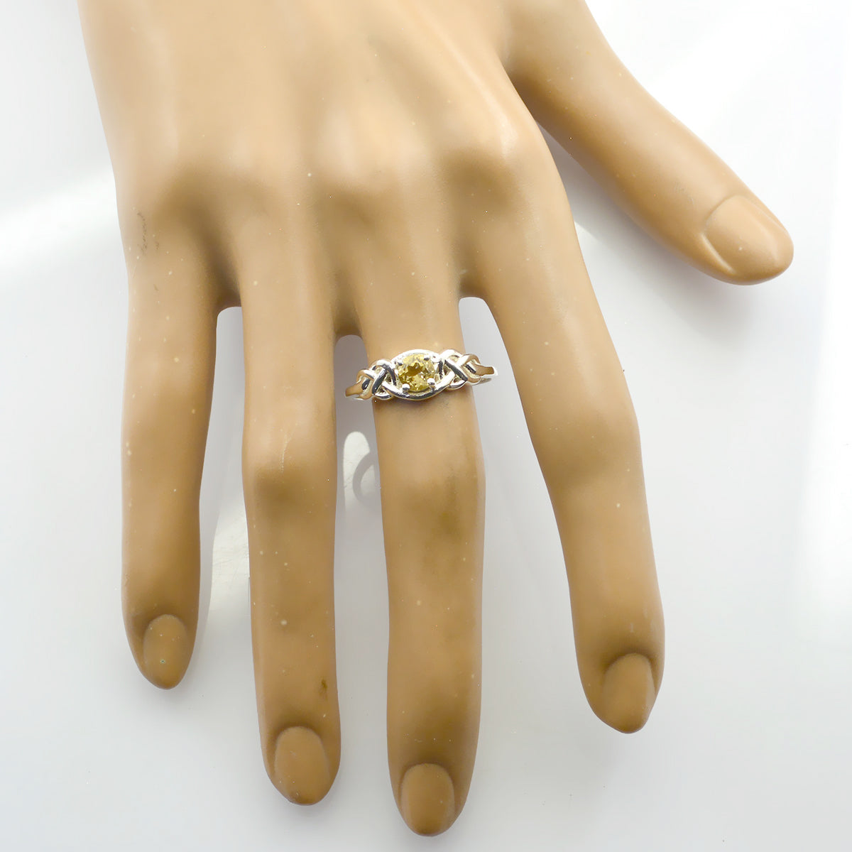 Citrine Solitaire American Sterling Silver Yellow Gemstones Dainty Graceful Ring Jewelry