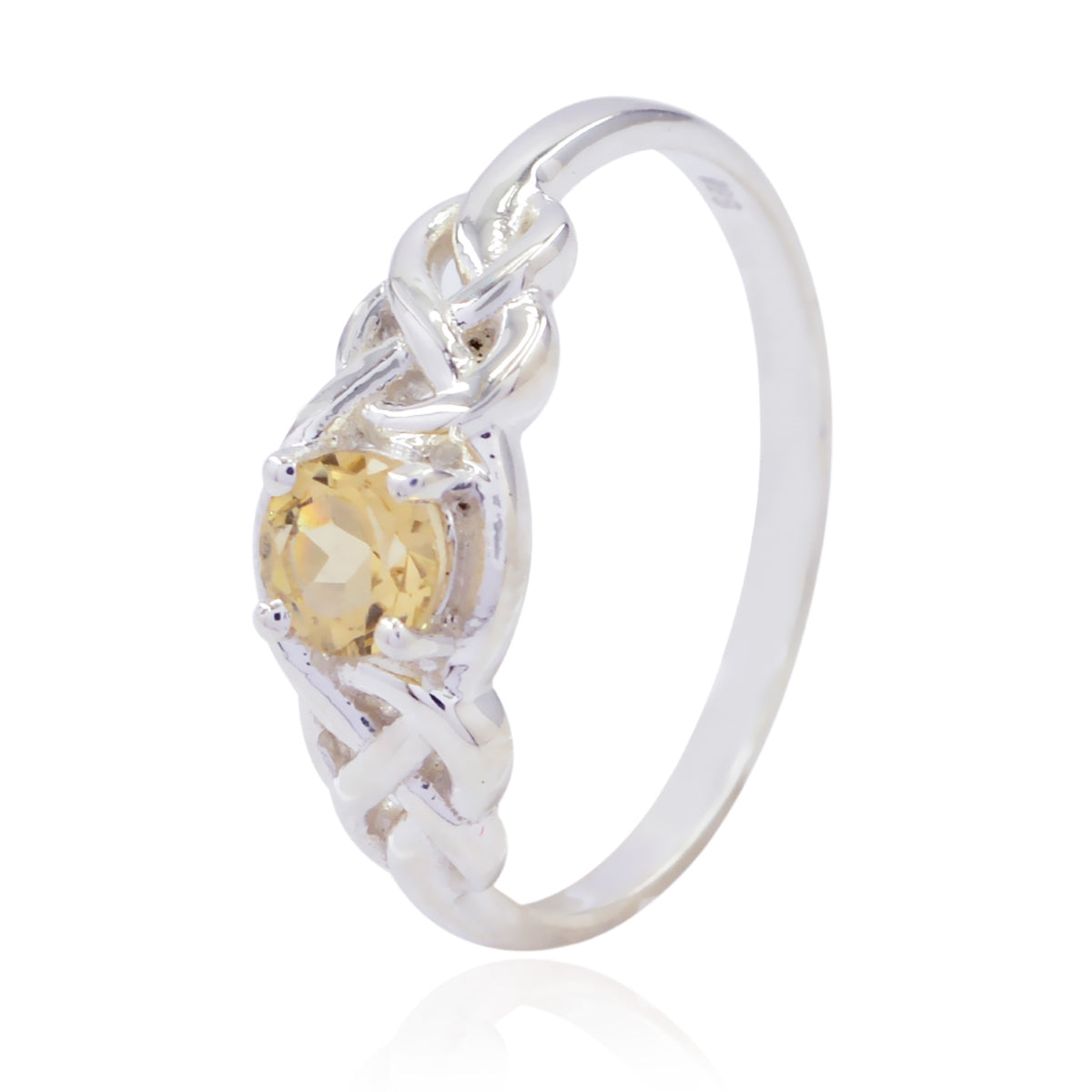 Citrine Solitaire American Sterling Silver Yellow Gemstones Dainty Graceful Ring Jewelry