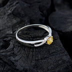 Citrine Solitaire American 92.5 Silver Yellow Gems Delicate Graceful Ring Jewellery