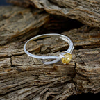 Citrine Solitaire American 92.5 Silver Yellow Gems Delicate Graceful Ring Jewellery