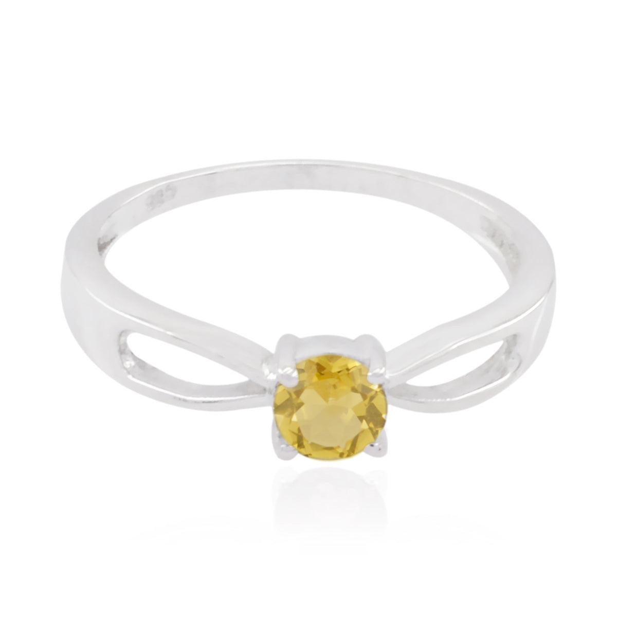 Citrine Solitaire American 92.5 Silver Yellow Gems Delicate Graceful Ring Jewellery Main image