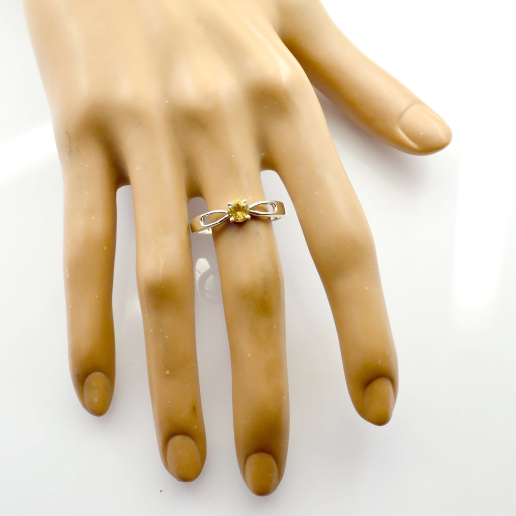Citrine Solitaire American 92.5 Silver Yellow Gems Delicate Graceful Ring Jewellery
