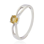 Citrine Solitaire American 92.5 Silver Yellow Gems Delicate Graceful Ring Jewellery