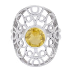 Citrine Solitaire Middle Eastern Sterling Silver Yellow Gems Classic Filigree Ring Jewelry
