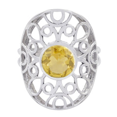 Citrine Solitaire Middle Eastern Sterling Silver Yellow Gems Classic Filigree Ring Jewelry
