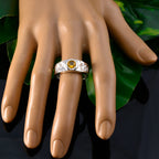 Citrine Solitaire African Silver Yellow Gems Mid weight Graceful Ring Jewellery