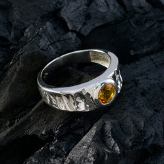Citrine Solitaire African Silver Yellow Gems Mid weight Graceful Ring Jewellery