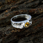 Citrine Solitaire African Silver Yellow Gems Mid weight Graceful Ring Jewellery