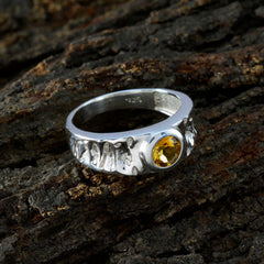 Citrine Solitaire African Silver Yellow Gems Mid weight Graceful Ring Jewellery