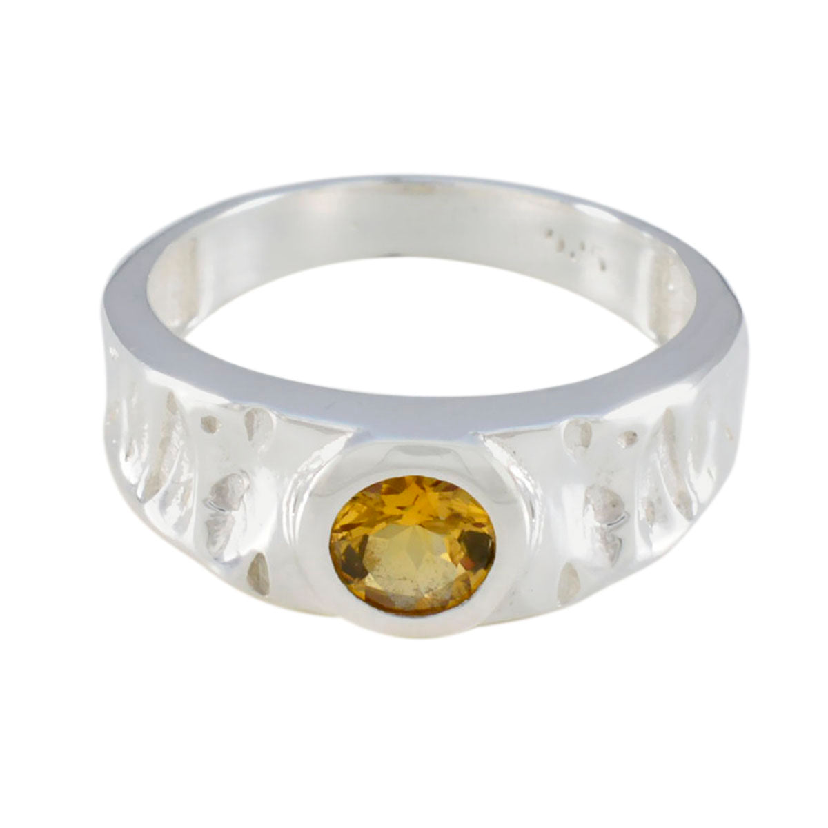 Citrine Solitaire African Silver Yellow Gems Mid weight Graceful Ring Jewellery Main image