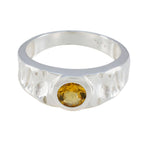 Citrine Solitaire African Silver Yellow Gems Mid weight Graceful Ring Jewellery