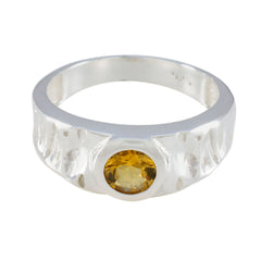Citrine Solitaire African Silver Yellow Gems Mid weight Graceful Ring Jewellery