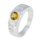 Citrine Solitaire African Silver Yellow Gems Mid weight Graceful Ring Jewellery