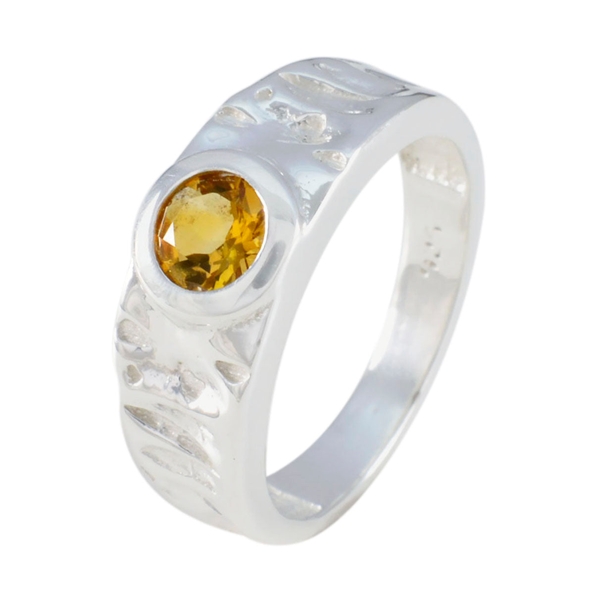 Citrine Solitaire African Silver Yellow Gems Mid weight Graceful Ring Jewellery