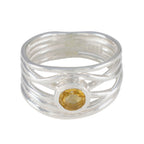 Citrine Solitaire Middle Eastern 92.5 Silver Yellow Gemstone Eye catching Rope Wire Band Jewelry